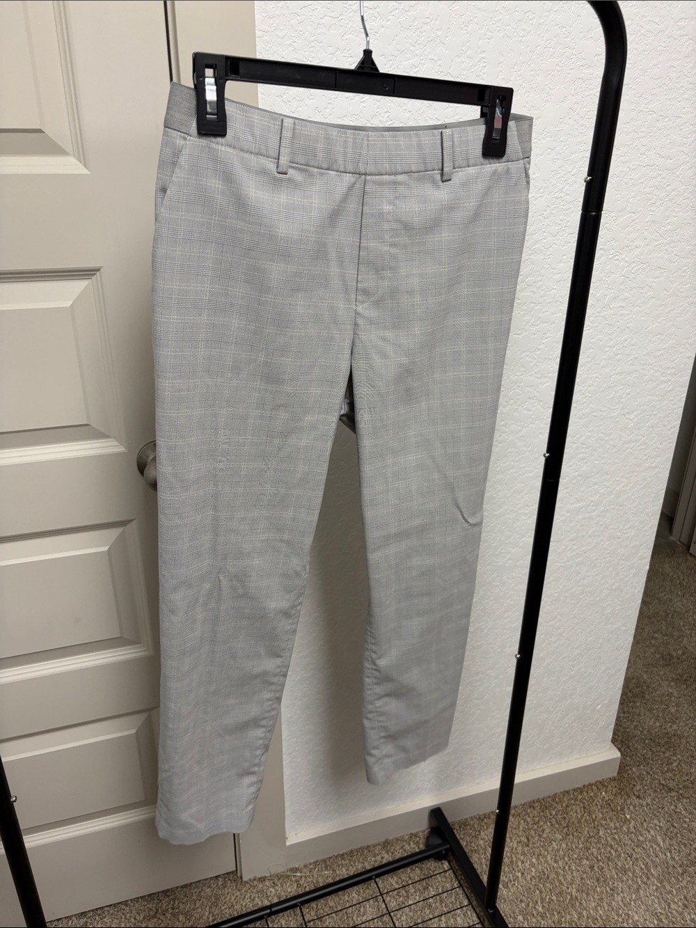 Uniqlo Light Gray Glen Plaid Slim Trousers